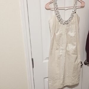 Bisou Bisou Cream Embellished Mini Dress